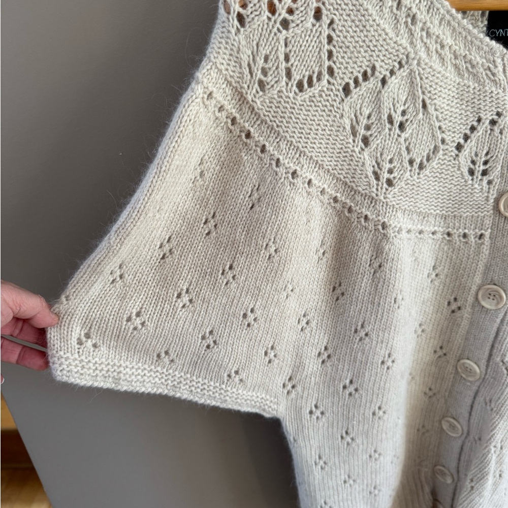 Cynthia Rowley super soft Angora Cream Knit Cardigan vest